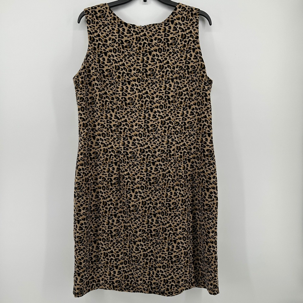 Dressbarn Leopard Sleeveless Sheath Dress Tan Brown 16 Mob Wife Party Office Y2K